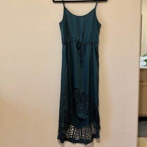 Silky Blue/Green Midi Hi-Low Dress